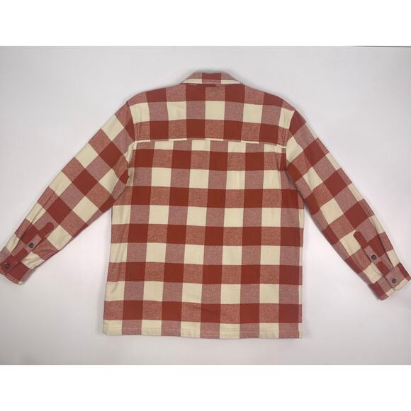 Marine Layer Rust + Cream Cotton Flannel Shirt Jacket S - Picture 6 of 11